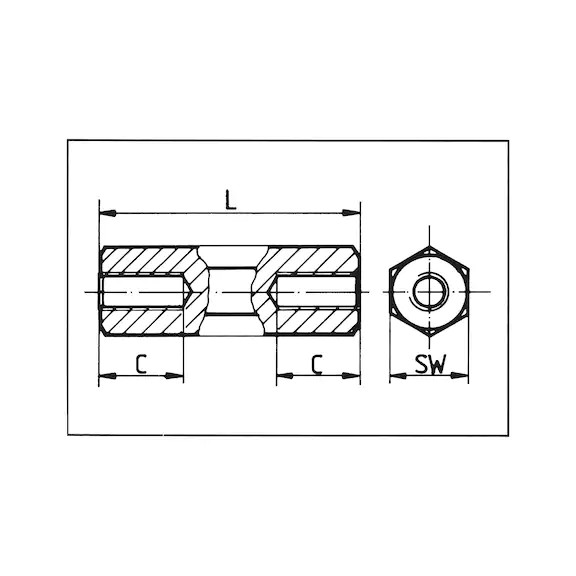 Würth Stahl-Abstandsbolzen / Langmutter M6 x 20mm (ST)