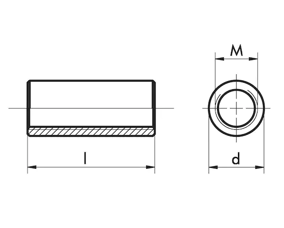  M10x20 mm  Distanzmuffe rund, Stahl verzinkt (ST)