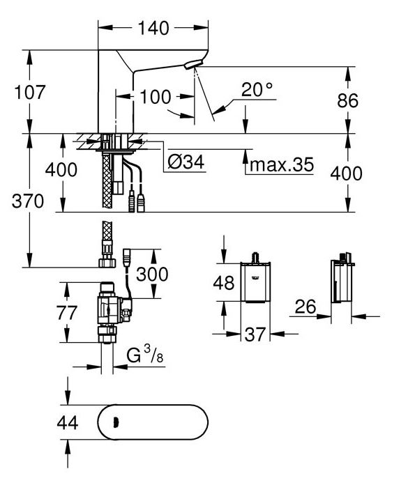 GROHE IR-Elektronik für WT Euroeco CE 36271 6V chrom ohne Mischung  