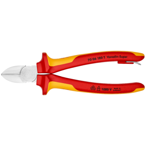 KNIPEX 180 mm Seitenschneider isoliert mit Mehrkomponenten-Hüllen, VDE-geprüft