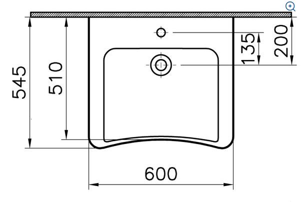 Waschtisch sanibel care 600x545mm A14 weiß, Ohne Armatur