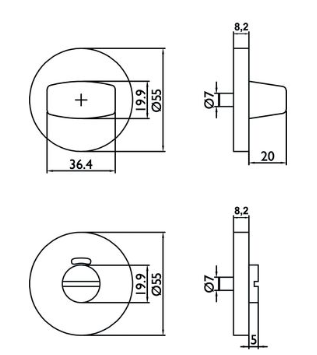 Drücker-Rosettengarnitur Titania WC KL.4 Edelstahl matt TS 37-48 mm