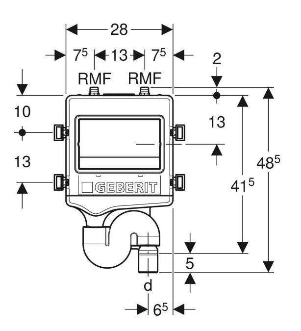 Geberit  HS50 Hygienespülung mit 2 Wasseranschlüssen. d:50mm 