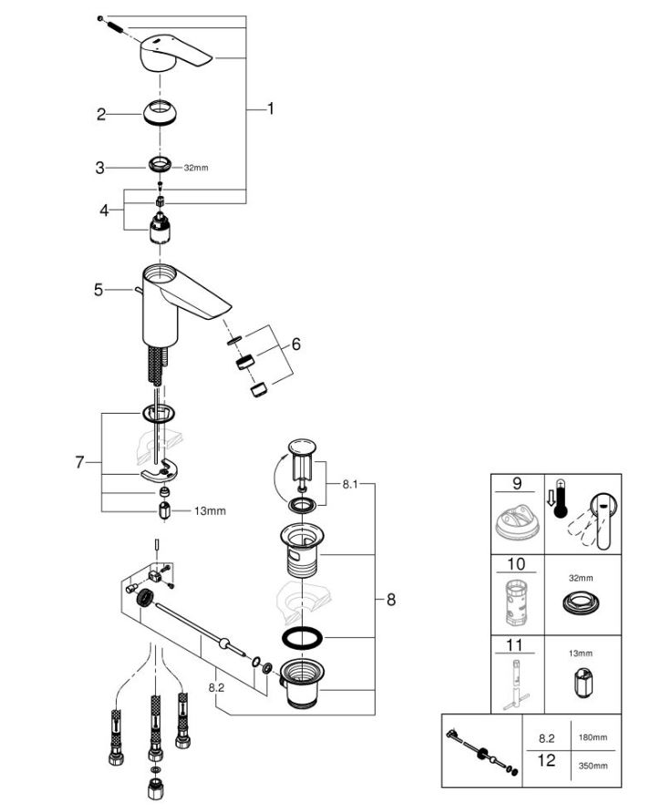 GROHE EH-WT-Batterie Eurosmart 23459_3 S-Size verchromt Niederdruck