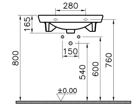 Waschtisch sanibel care 600x545mm A14 weiß, Ohne Armatur