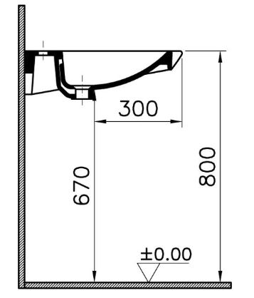 Waschtisch sanibel care 600x545mm A14 weiß, Ohne Armatur