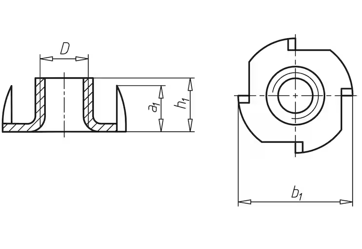 M5 (H: 8 mm) Einschlagmutter verzinkt mit Einschlagspitze (ST)     