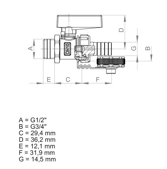 Sanibel Comfort KFE-Kugelhahn Durchgang, selbstdichtend DN 15 (1/2")