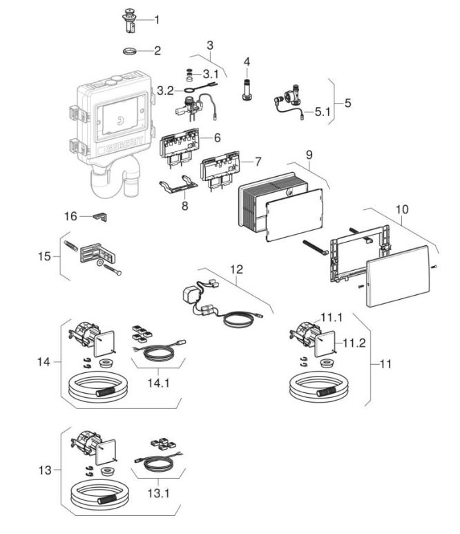 Geberit  HS50 Hygienespülung mit 2 Wasseranschlüssen. d:50mm 