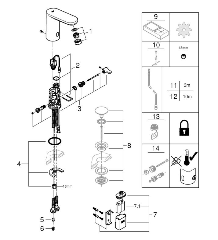 GROHE IR-Elektronik für WT Eurosmart CE 36327_2 M-Size 6V chrom mit Mischung 