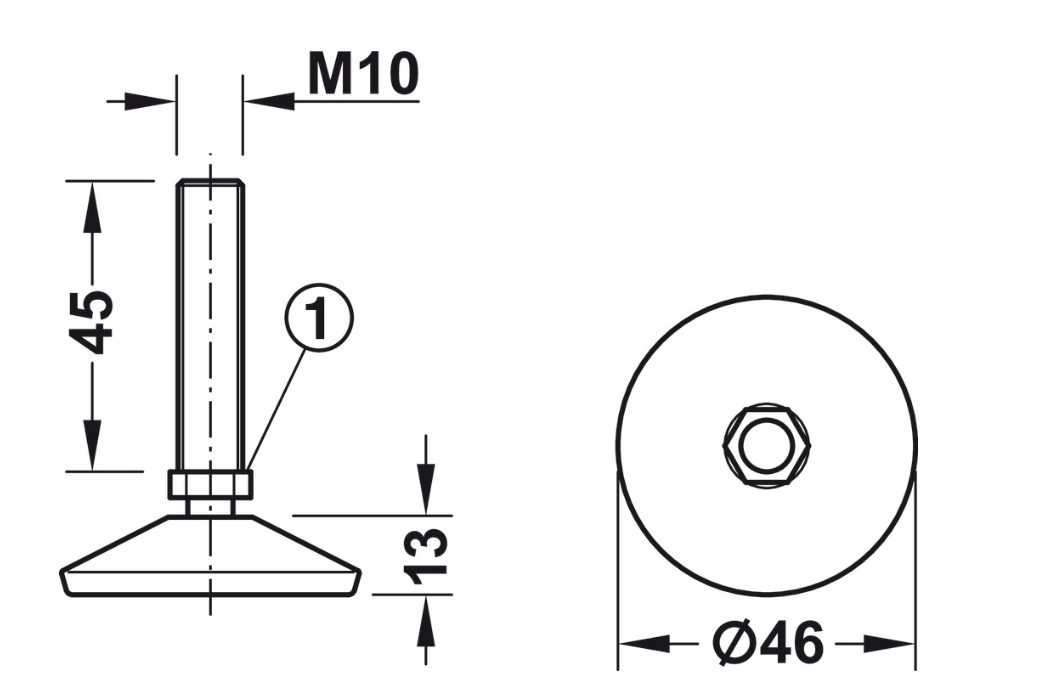 M10 Verstellschraube mit Kugelgelenk 