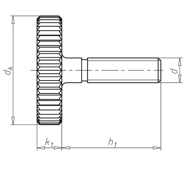 M4x16 Rändelschraube, niedrige Form DIN 653, Stahl 5.8, blank (ST)